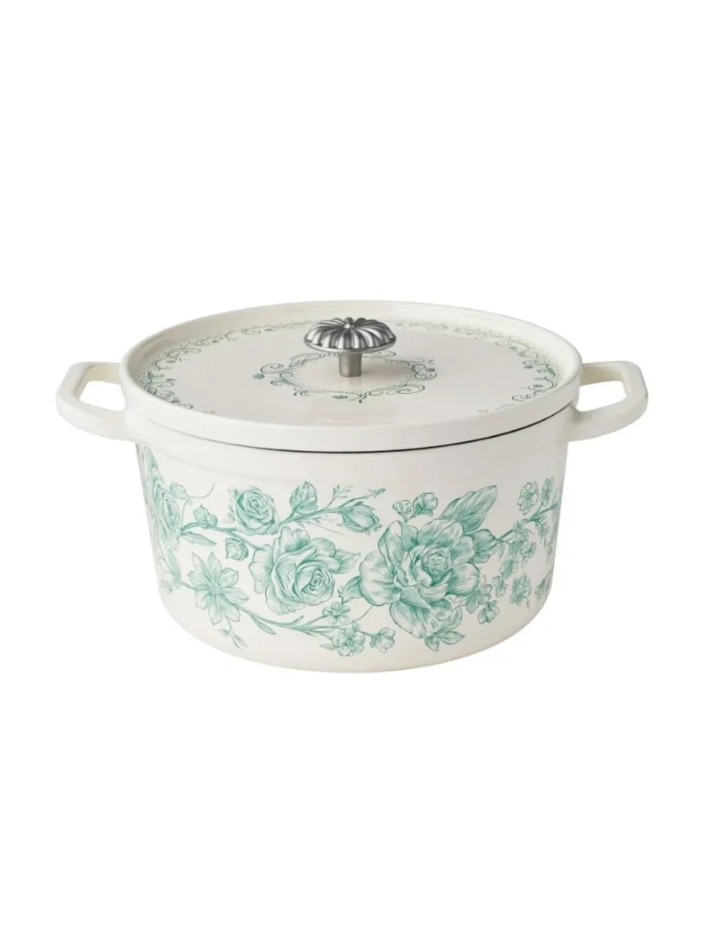 The Pioneer Woman Home Green Floral Agatha Enameled Cast Iron 5-Quart Dutch Oven